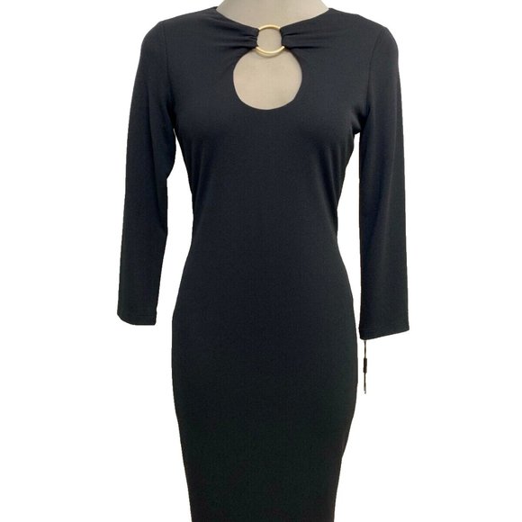 New! Calvin Klein Elegant Flattering Timless BLACK Sheath Dress - Picture 6 of 8